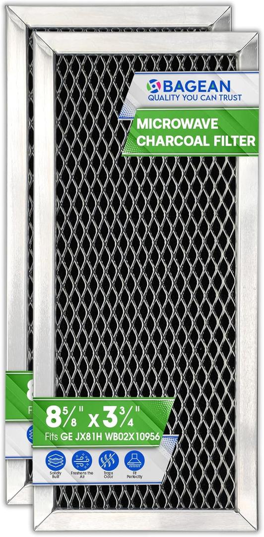 Microwave Filter Replacement 8.67" x 3.95" for JX81H WB02X10956 GE Microwave Charcoal Filter - Fits Samsung Carbon Filter - Freshens and Filters Kitchen Air in Over-the-Range Oven Stove Fan (2-Pack)