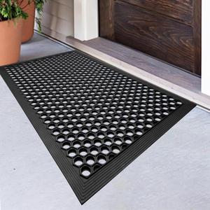 BEHERO Rubber Outdoor Mat, Anti Fatigue Rubber Floor Mats, Non-Slip Front Door Mats Entrance, Heavy Duty Pool Mat Outside for Entryway, Garage Doormat Waterproof, Black