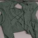 Panadila Womens Open Back Workout Top Oversized Workout T Shirts Backless Athletic Shirt Short Sleeve Baby Tee (Large, Army Green)