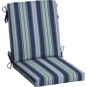 Arden Outdoor Patio Dining Chair Cushion, 20x44, Rain-Proof Seat Pad, Fade-Resistant Outdoor Cushion Sapphire Aurora Blue Stripe (1 Pack)