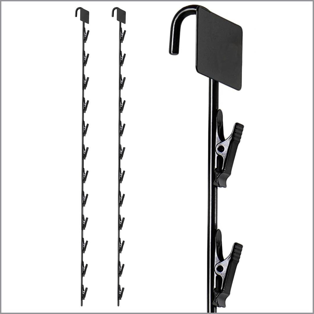 3 Pack Clip Strip Heavy Duty Metal Merchandising Strips, Clip Strips for Hanging Chips, Snacks, Candy in Retail Stores, Black, 31" Long, 2.5" W x 1.5" H Header, 12 Hook Stations
