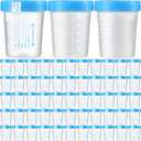 100 Pcs Urine Specimen Cups with Lids and Evident Seal Urine Sample Cups Collection Cup Disposable for Collection and Testing (Blue Lids)
