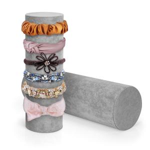 2 Pcs Vertical Headband Holder Organizer Soft Velvet Hairband Dislay Stand Head Band Holders for Girls, Gray