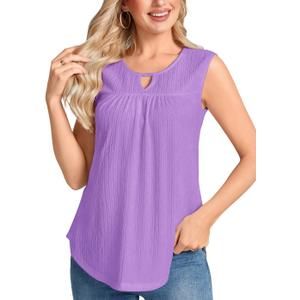 SUNNEGOO Womens Summer Tank Tops Sleeveless Dressy Casual Shirts Loose Fit Tunic Business Work Blouses Basic Trendy Outfits (Purple, XL)