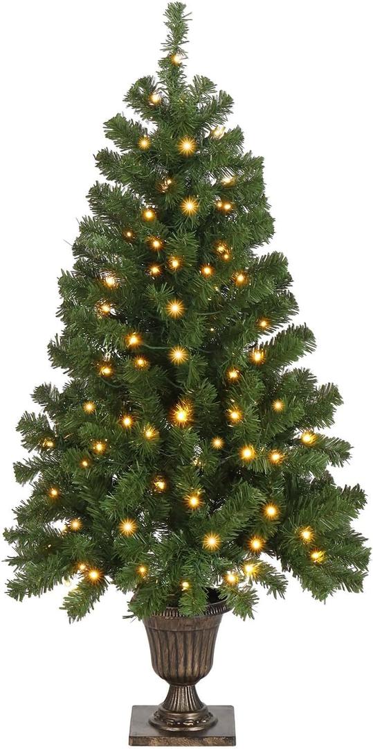 VINGLI 4ft Artificial Christmas Pine Tree with 80 Warm White Lights, 211 Branch Tips, Pre-Lit Xmas Tree for Tabletop, Living Room, Entryway & Holiday Party Decorations