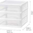 IRIS USA Plastic Stacking Desk Top 3-Drawer Storage Organizer, 2-Pack, for Makeup Vanity Nail Polish Bathroom Stationery Art Craft Supplies Kitchen Office Garage and Small Organization, Medium, White