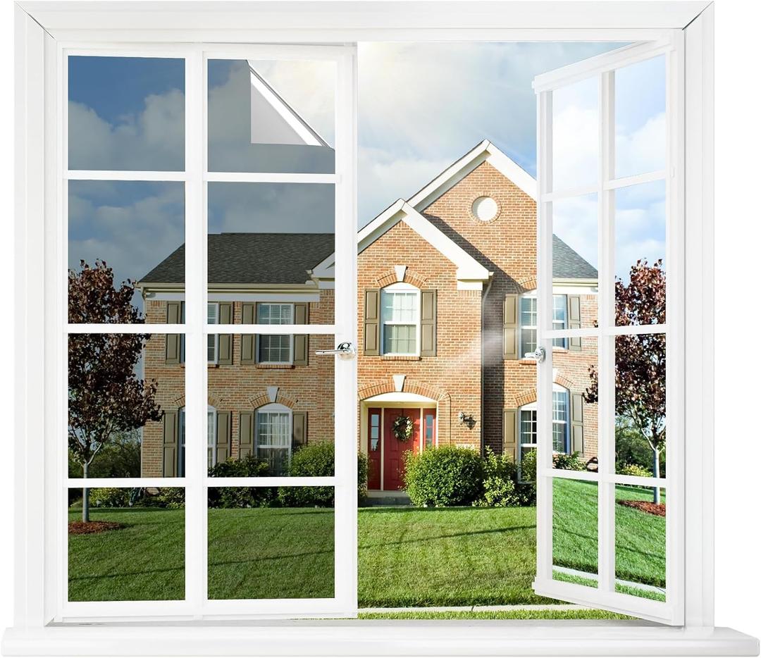 rabbitgoo Window Tint for Home One Way Privacy Window Film See Out Not in Heat UV Blocking Reflective Removable Static Cling Mirror Decorative House Glass Covering, Silver,23.6 Inch X 13.1 Feet