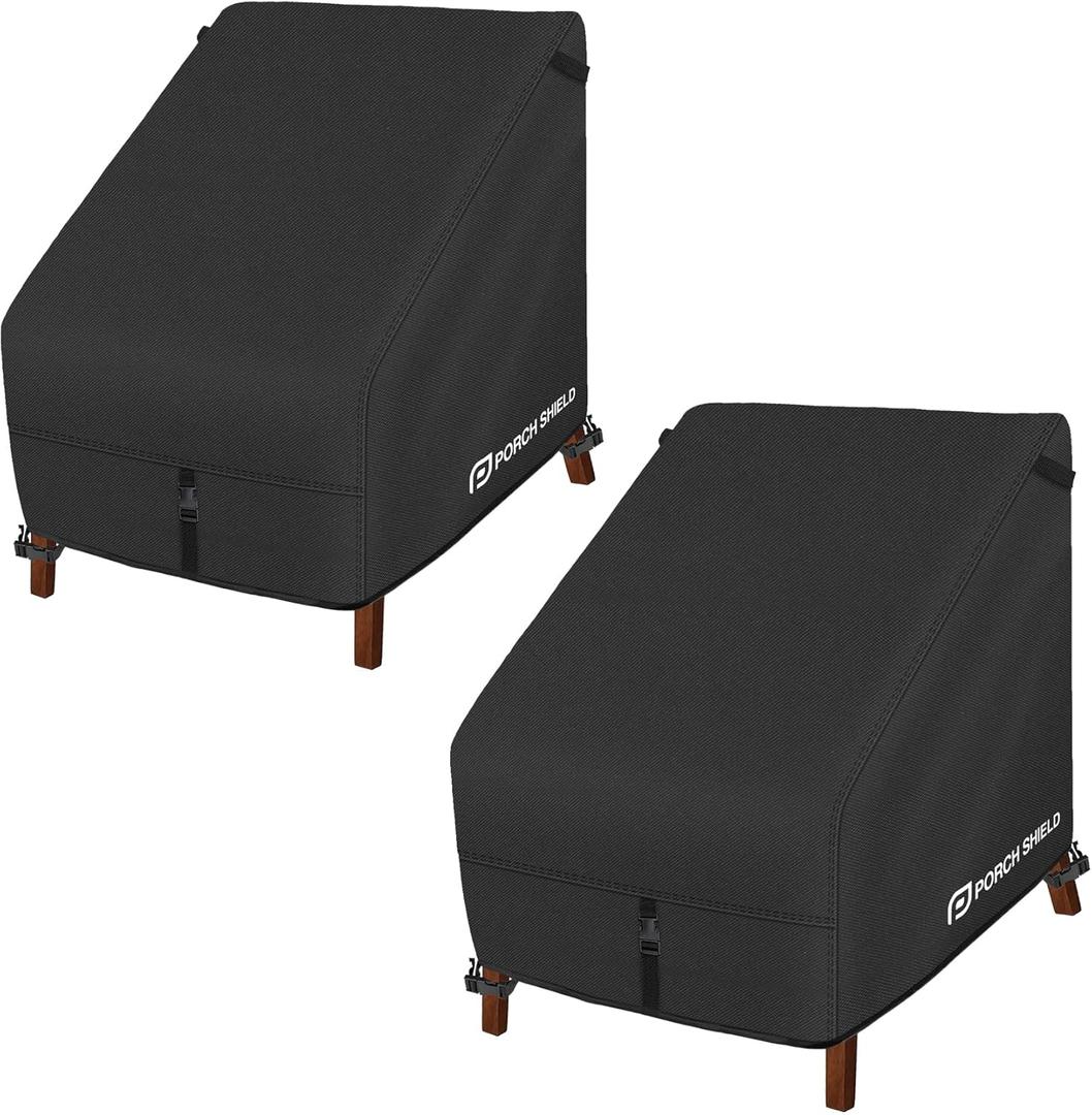 Porch Shield Patio Chair Covers -Waterproof Outdoor Lounge Deep Seat Lawn Chair Cover 2 Pack - 30W x 33D x 34H inch, Black