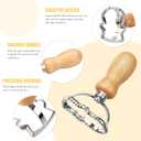 Wooden Handle Stainless Steel Cookie Stamps,Christmas Snowman Cookie Cutter Custom Embossed Biscuit Stamp for Baking, Durable Cookie Decorating Tools