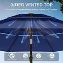 10ft Patio Umbrella, 3 Tier Outdoor Market Table Umbrellas with 8 Fiberglass Ribs and Push Button Tilt, Windproof, Vented Canopy, UV Protection for Deck, Pool, Backyard