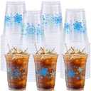 CIEOVO 28 Pack 12oz Winter Snowflakes Cups, Snowflakes Disposable Clear Plastic Cups with Pumpkin Bat for Christmas Frozen Theme Birthday Baby Shower Party Beer Beverage Ice Cream Snacks Decoration