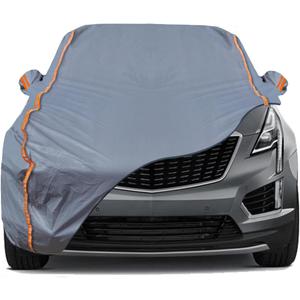 TUCAREST 6-Layers PEVA Premium Full Car Cover Fit for SUVs MPV Pickup Sedan hatchback Rain and snow protection, sun protection, UV protection, and protection of car paint surfaces-Silver Grey -Up 199" (Surrounding reflective strip)