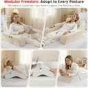 Homkdom Reading Pillow for Sitting in Bed Adult, 20" Back Pillow for Bed Sitting up with Armrests & Storage Pockets, Ergonomic Wedge Pillow for Watching TV, Gaming, Working, Recovery, 5PCS, Beige