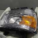 Headlight Assembly Compatible with GMC Sierra 2014-2018 1500 | 2015-2019 2500HD/3500HD Base/Denali/SLE/SLT, Halogen Headlamp Replacement W/O LED DRL, With Bulbs, Chrome Housing Amber Reflector