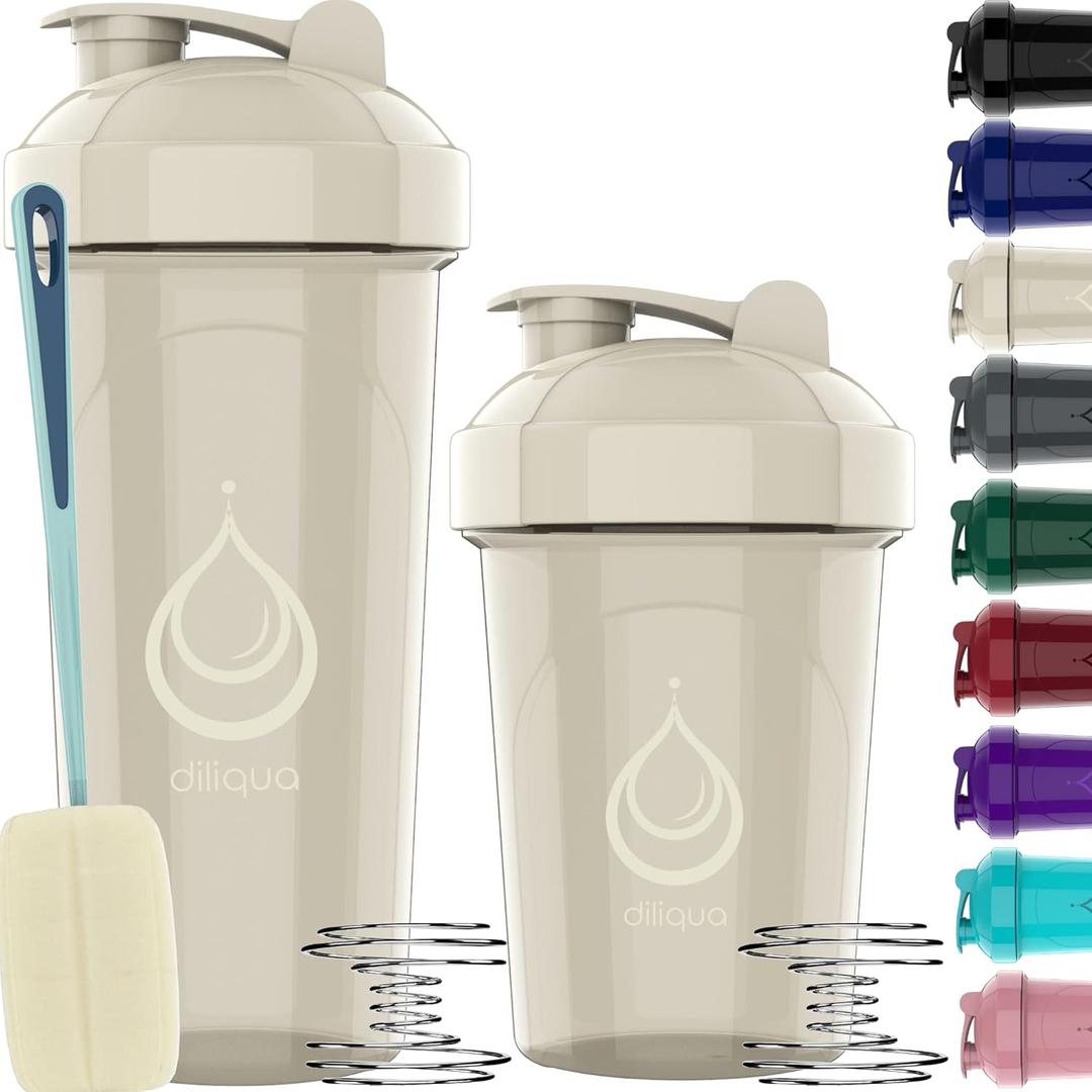 2 PACK, 28 oz & 20 oz Shaker Bottles for Protein Mixes | BPA-Free & Dishwasher Safe |small protein shaker bottle | Shaker Cups for protein shakes | Blender Shaker Bottle Pack (White)