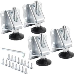 POWERTEC Furniture Leg Levelers 4PK, Adjustable Heavy Duty Leveling Feet with Screws, Lock Nuts and Non-Marring Pads, for Cabinets/Tables/Work Bench/Shelves (71136V)