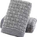 Pidada Hand Towels Set of 2 100% Cotton Checkered Pattern Absorbent Soft Decorative Towel for Bathroom (Gray)
