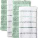 KitchenAid Albany Kitchen Towel 4-Pack Set, Pistachio/White, 16"x26"