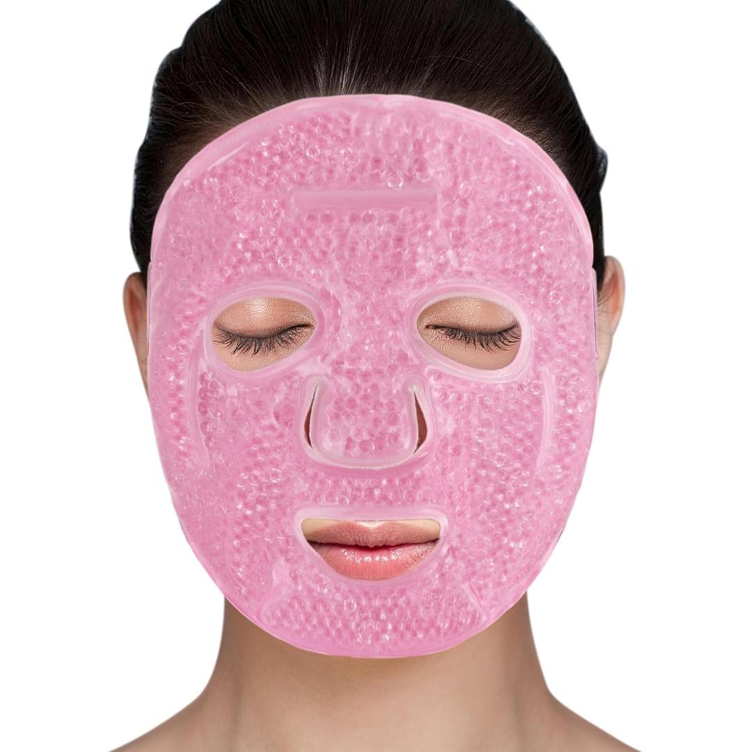 LotFancy Face Ice Pack, Reusable Ice Face Mask, Gel Bead Cold Face Eye Mask, Hot Cold Compress for Puffiness, Facial Routine, Post-Surgical Recovery, Headache, Skin Care, Post Laser Care (Universal)