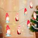 Mudder Christmas String Lights Gnome LED String Lights 5.9 Feet 10 Winter Garland Lights String Red Green White Lights String for Christmas Tree Supply Indoor Outdoor Garland(Delicate Style)