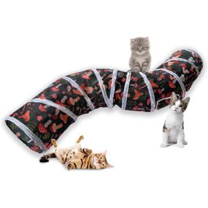 Sheldamy Cat Tunnel, S-2-Way Cat Tunnels for Indoor Cats, Collapsible Cat Play Tunnel, Interactive Toy Maze Cat House for Cats, Puppy, Kitty, Kitten, Rabbit, Mushroom, 50"L x 9.8"W x 9.8"H