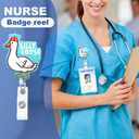 3 x Silly Goose Blue Badge Reel with Swivel Alligator Clip ID Badge Holder Funny Glitter Badge Reel Retractable Clip for RN LPN CNA Nurse Doctor Assistant Medical Staff