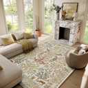 Machine Washable Rugs for Living Room: 6x9 Bedroom Rug Stain Resistant Non Slip Low Pile Lightweight Soft Carpets for Living Room Dining Room Kitchen Nursery Kids Room PlayroomFarmhouse (Animal-cream Brown)