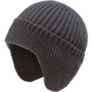 JHDESSLY Men Women Winter Beanie Hat Knit Earflap Stocking Caps Warm Fleece Lined for Outdoor (Gray)