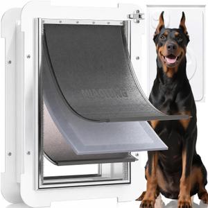3-Flap Never Rust Extra Large Dog Door for Doors with Sliding Lock Panel