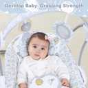 Baby Swing for Infant,Newborn Swing with Music,5 Speed Levels,Timing Setting,Soft Cushion,Foldable Infant Swing with with Hanging Planets Toy & Mirror for Indoor Outdoor Use 0-9 Months