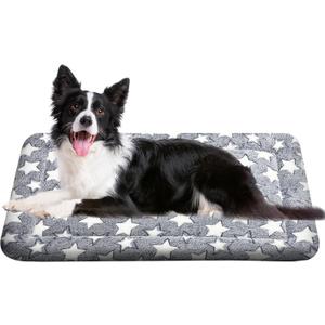 WITTOP Washable Dog Bed Plush Orthopedic Outdoor Crate Mat with Non-Slip Bottom,Luxe Soft Kennel Pad for Pets, Cozy Cage Cushion & Pet Sleeping Mattress Large Sized,Medium,Small Dogs,36 x 24 inch,Grey