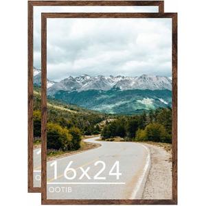 16x24 Picture Frame for Wall Hanging, Wood 16 x 24 Frame 40x60 cm Poster Photo Frame for Wall Horizontally or Vertically, Deep Brown, 2 Pack