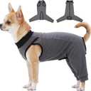 Soft Stretchy Dog Surgery Recovery Suit with Rear Leg Sleeve to Stop Licking, Comfortable Recovery Suit for Dogs Female Spay, Post Body Suits After Surgery, Full Belly Cover for Spayed Dog, Gray S