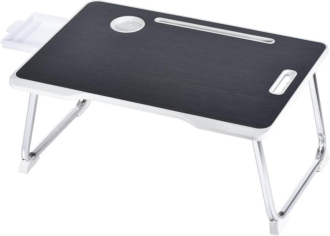 Home and Garden Parts Foldable Laptop Bed Desk Table with Notebook Stand Drawer Cup Holder Black #CN/251024/16170