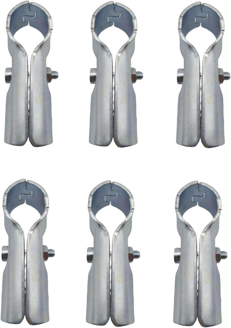 6 Pcs T Pipe Connector Tee Clamp Fittings,Fit OD 3/4 inch (19.1mm) Carbon Steel End Rail Tee Clamps,Chain Link Fence,Bolts and Nuts Included,for DIY Shelf Garden Support