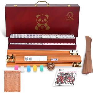 Complete American Mahjong Set - 1.18" (30mm) Champagne Golden Acrylic Tiles, 22.24" X 9.65" X 3.54"