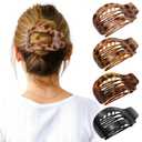 4 PCS Flat Hair Clips for Women, Large French Flat Claw Clips for Thick Thin & Curly Hair, Strong Hold Non Slip Leopard Print Jaw Clips Hair Accessories for Girls Valentine's Day Gift, Tortoise