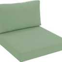 Patio Furniture Cushions Replacement, Outdoor Deep Seat Couch Cushion and Backrest Pillow with Waterproof Removable Cover for Sectional Sofa Set, 25.6 x 25.6 Inch, Sage Green (25.6*25.6 + 25.6*13 In)