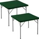 Fitted Square Tablecloth 36x36 Inch-2 Pack Hunter Green Card Elastic Spandex Table Clothes-Small Stretch Christmas Table Cover Topper Cap for Kitchen Dining Picnic Patio Outdoor Party Tables