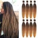 Liang Dian Pre Stretched Braiding Hair Ombre 36 Inch 8 Packs Synthetic Crochet Braids Hot Water Setting Professional Soft Yaki Texture Synthetic Hair Extensions(36 Inch 1B/30/27) (1B/30/27(Omber Brown to Golden Blonde))