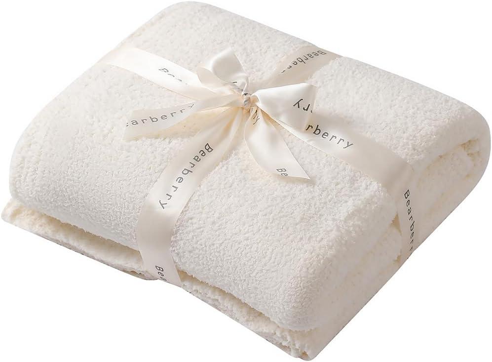 bearberry Super Soft Fluffy Throw Blanket Lightweight Cozy Warm Throw Blankets for Couch Bed Sofa All Season(Cream, 50x60)