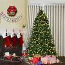 8Ft Pre-Lit Hinged PVC Christmas Tree 430 LED Lights Green