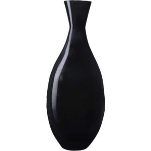 Handcrafted Sustainable Bamboo Vase - Decorative 24-Inch-Tall Teardrop Floor Vase for Silk Plants, Flowers, and Filler Decor by Villacera (Black)