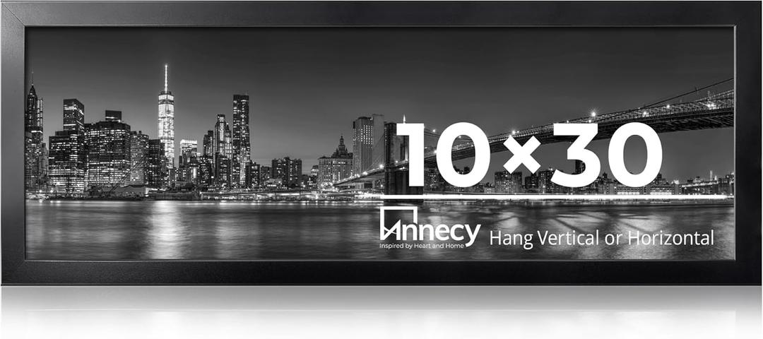 Annecy 10x30 Picture Frame Black, Panoramic Picture Frame for Wall Decoration, Classic Black Minimalist Style Suitable for Decorating Houses, Offices, Hotels1 Pack