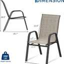 IDEALHOUSE Stackable Patio Chairs, Textilene Fabric Outdoor Dining Chairs, 350 LBS Weight Capacity, Easy Assembly, Set of 4 for Patio Backyard Deck Poolside, Brown