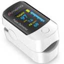 Pulse Oximeter, OLED Display Oxygen Monitor Fingertip, Blood Oxygen Saturation Monitor (SpO2) with Carrying Case, Batteries and Lanyard (Black)