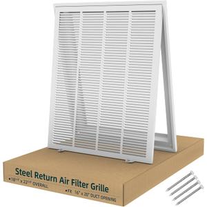 Fancat Return Air Filter Grille for 16x20 Ducts, Steel Vent Cover Grille with Removable Door for 1" Filters | Suitable for Sidewall & Ceiling | White Coating | Outer Size: 18 5/8" W x 22 5/8" H, 16''Wx20''H Ducts