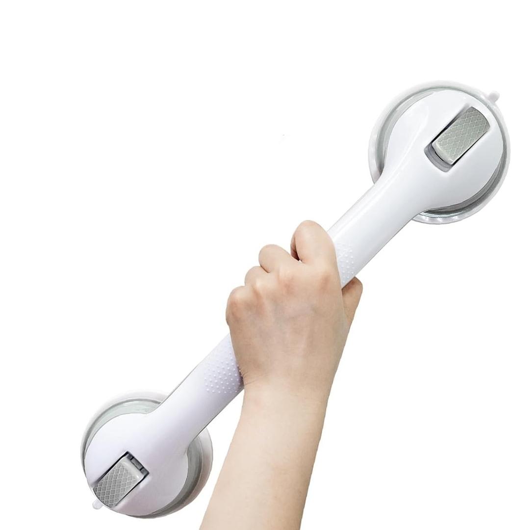 1 Pack 16 inch Shower Grab Bars for Seniors, Grab Bars for Bathtubs and Showers, Shower Handles for Elderly Suction Cup, Bathroom Safety for Showers Walls Heavy Duty, No Drilling Waterproof (Gray)