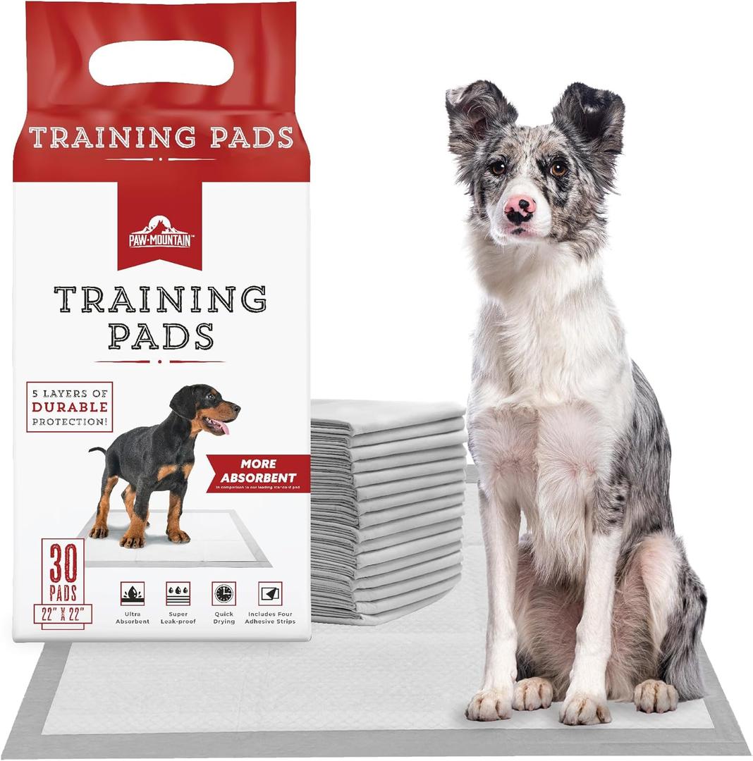 Ultra Absorbent Pet & Puppy Pads, 30, 50, 100 Count 22" x 22" Pee Pads for Dogs, Disposable Leak Proof Dog Training Pads, Quick Drying Underpads Puppy Essentials - PAW MOUNTAIN