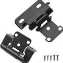 40 Pack 20 Pairs Black Cabinet Wrap Hinges - 1/2 inch Overlay Partial Wrap Kitchen Cabinet Door Hinges for Face Frame Cabinets, Self Closing Door Hinges for Flush Mount Kitchen Cabinet Doors